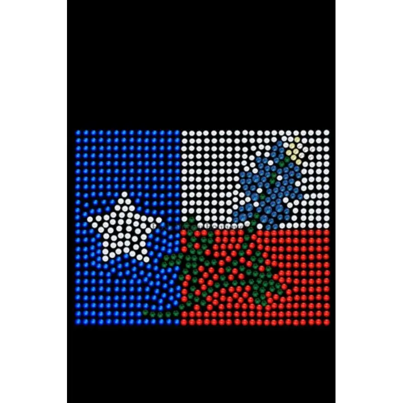 Texas Flag with Bluebonnet Rhinestone Bandana- Many Colors