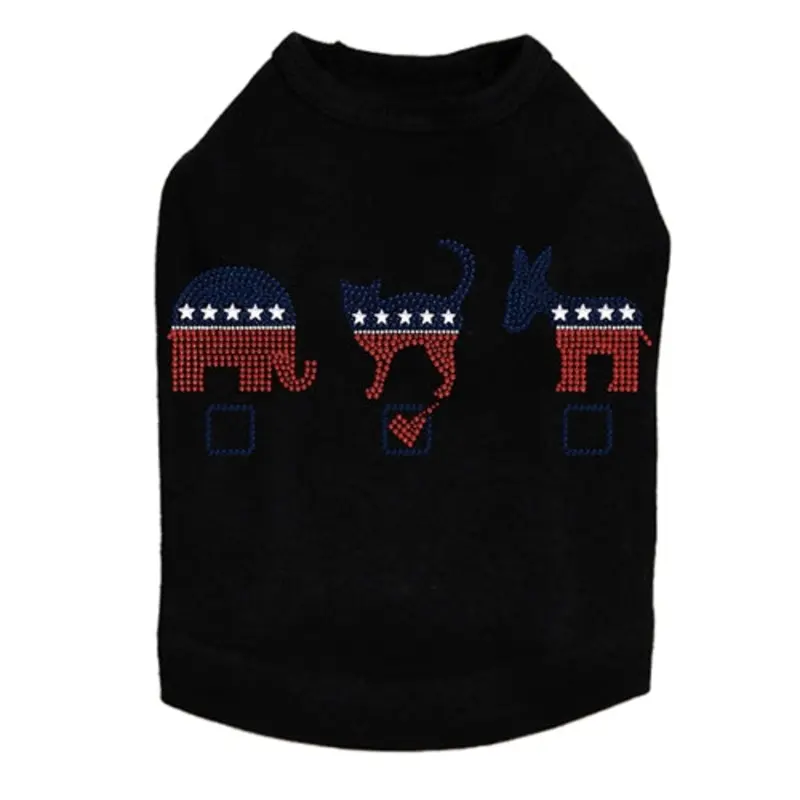 Vote Cat, Elephant, Donkey Dog Tank - Many Colors