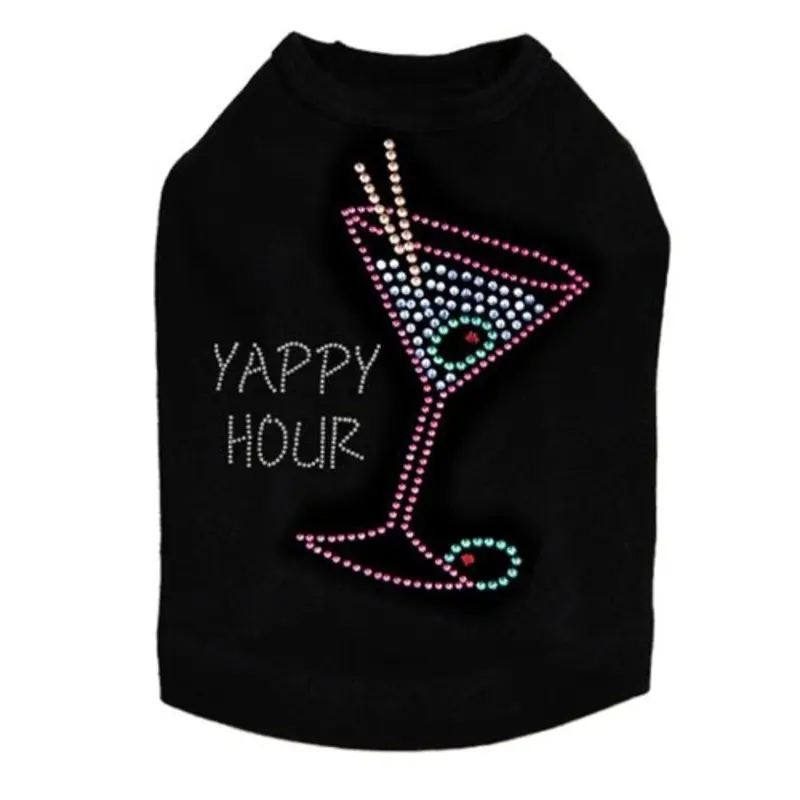 Martini Fuchsia with Blue Rhinestones Tank- Many Colors- Yappy Hour