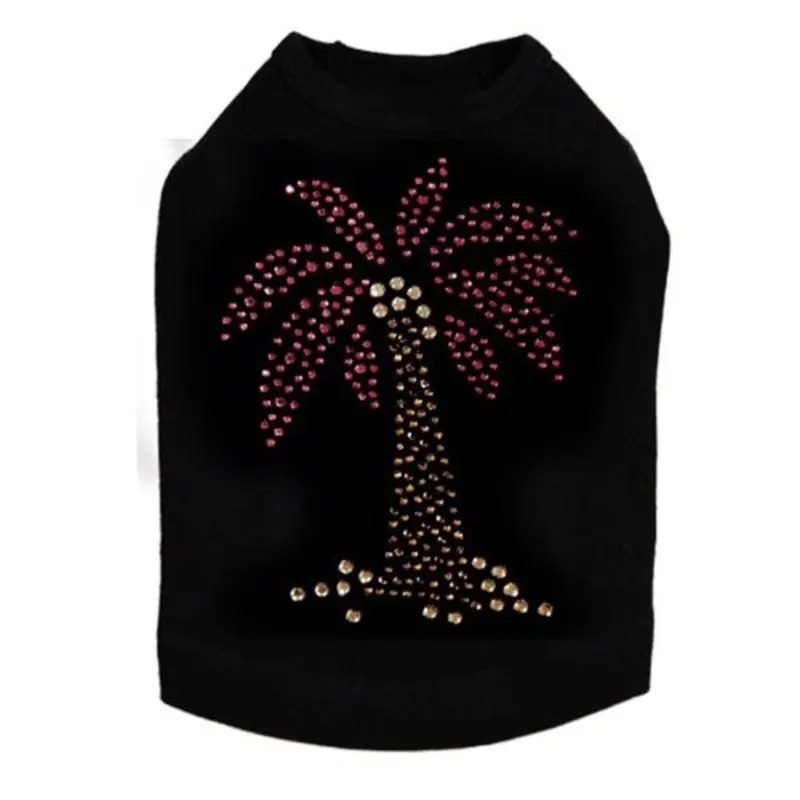 Pink Coconut Tree Rhinestones Tank- Many Colors