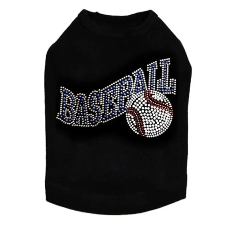 Baseball with Ball Rhinestones Dog Tank- Many Colors