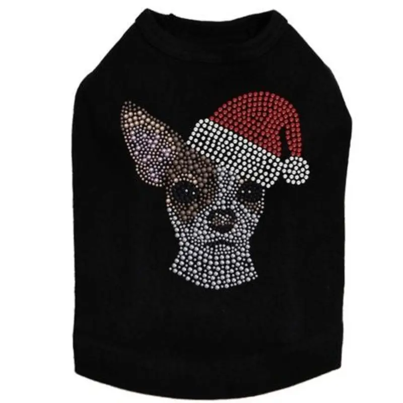 Chihuahua Face with Santa Hat Dog Tank - Many Colors