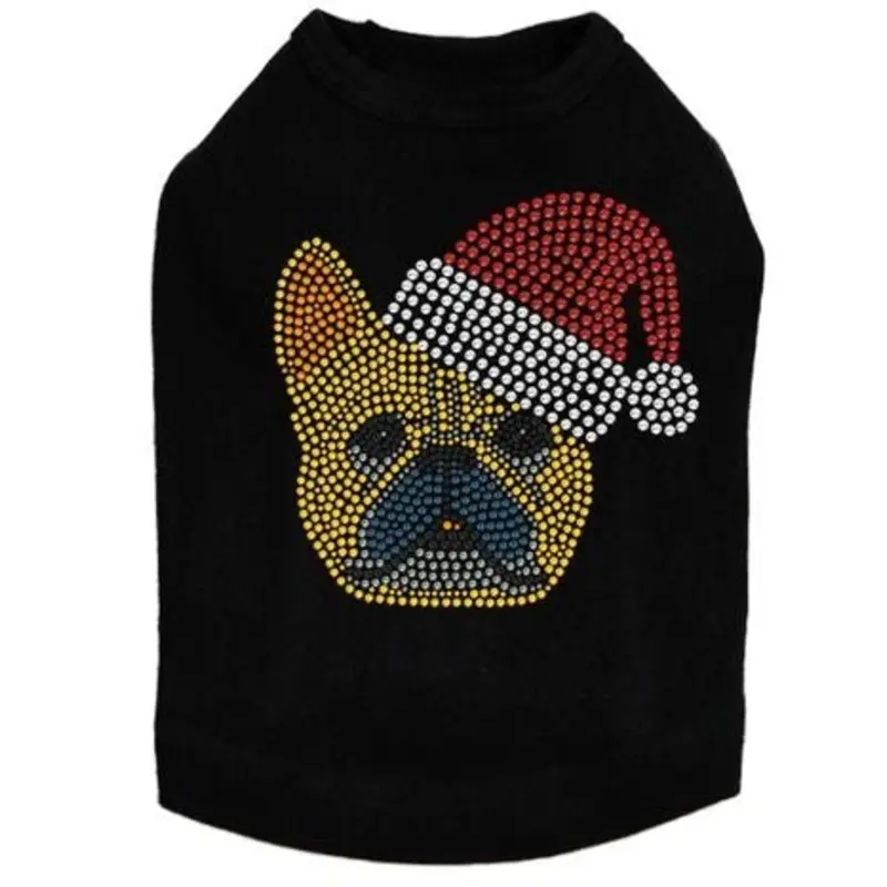French Bull Dog with Santa Hat Dog Tank - Many Colors