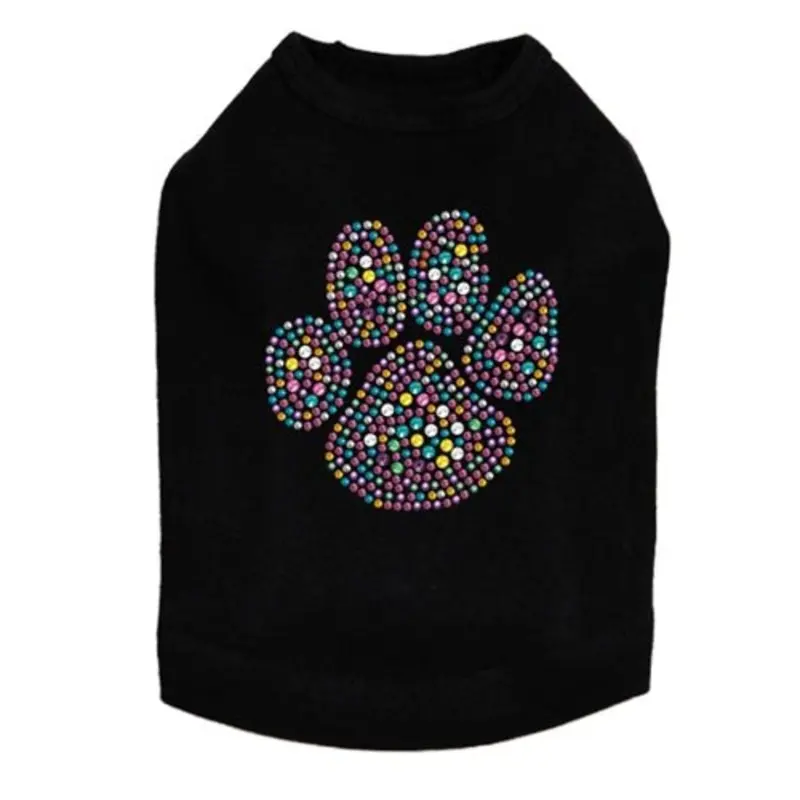 Multicolor Paw Rhinestone Tank - Many Colors
