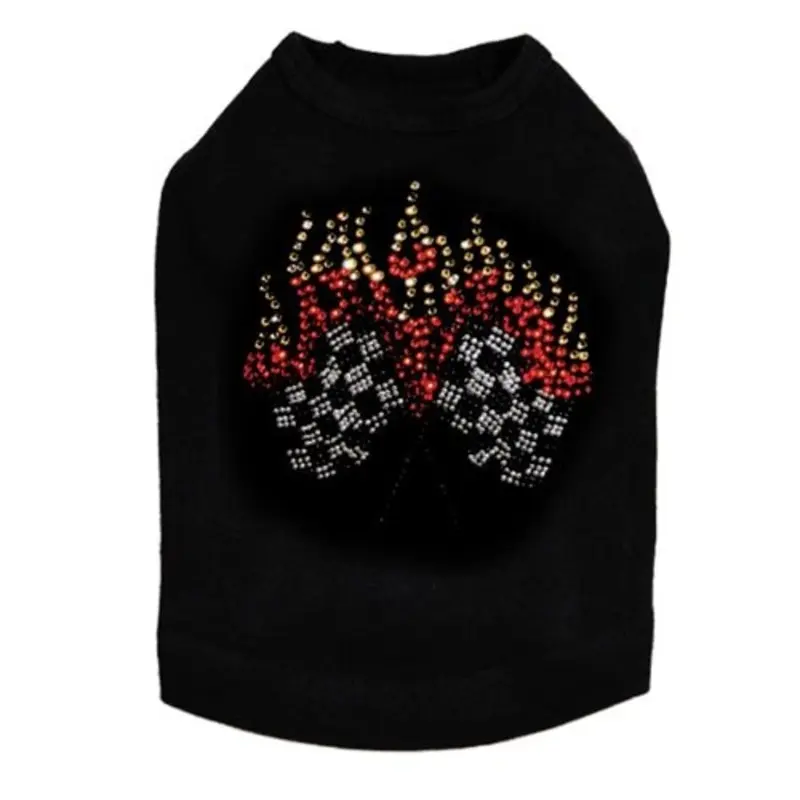 Race Flags Rhinestones Dog Tank- Many Colors