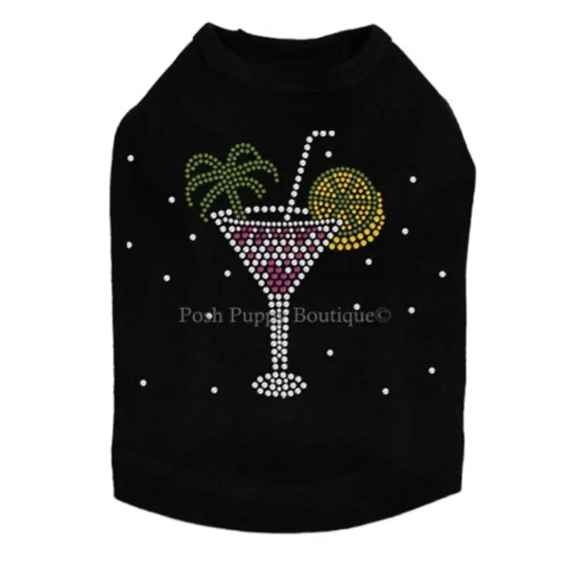 Tropical Drink 3 Rhinestone Dog Tank- Many Colors