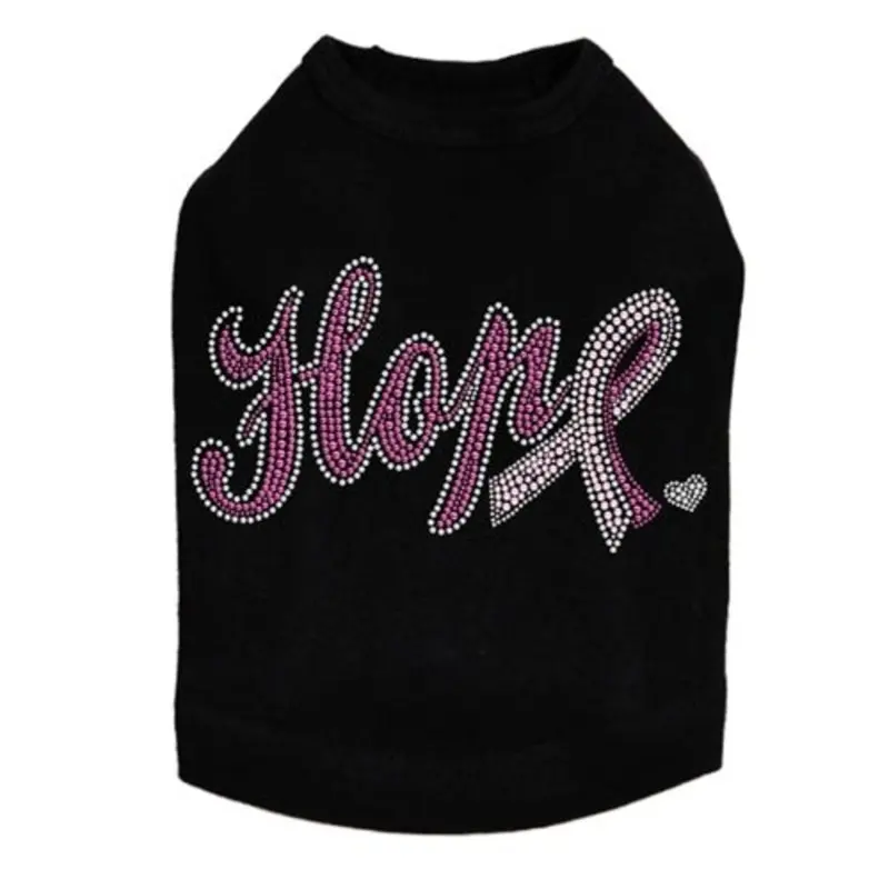 Hope with Cancer Ribbon Rhinestone Tank - Many Colors