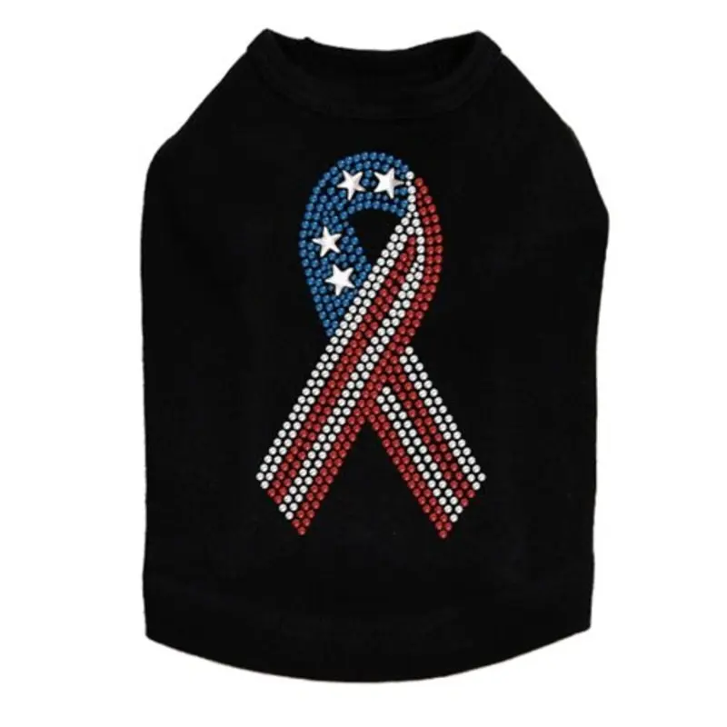 Ribbon Red, White, & Blue Rhinestone Tank- Many Colors