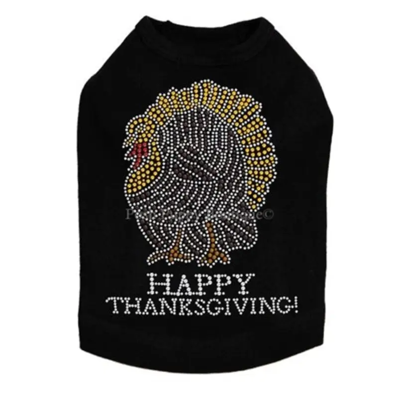 Happy Thanksgiving Turkey Rhinestone Tanks- Many Colors