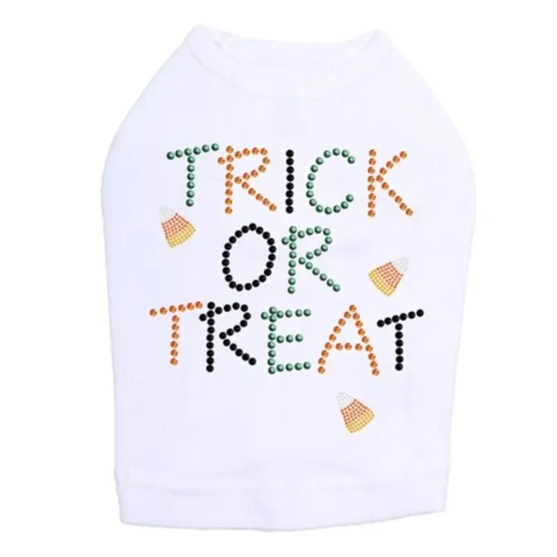 Trick or Treat with Candy Corn Rhinestone Tank Top - Many Colors