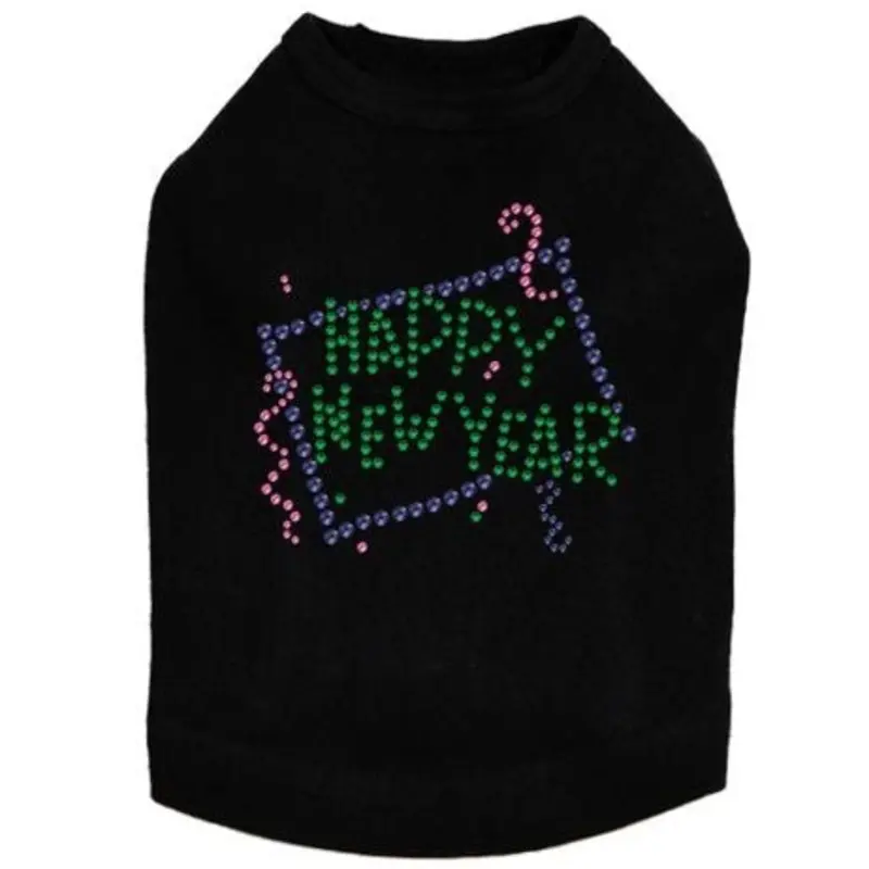Happy New Year Confetti Dog Tank - Many Colors