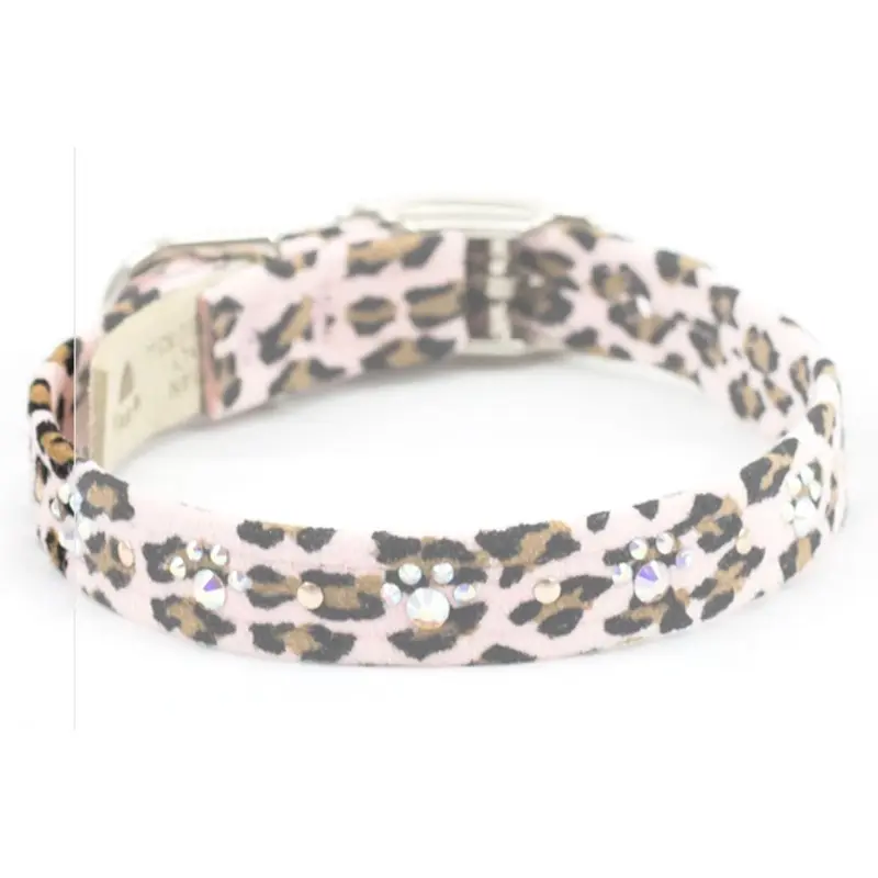 Susan Lanci Crystal Paw Collar in Pink Cheetah