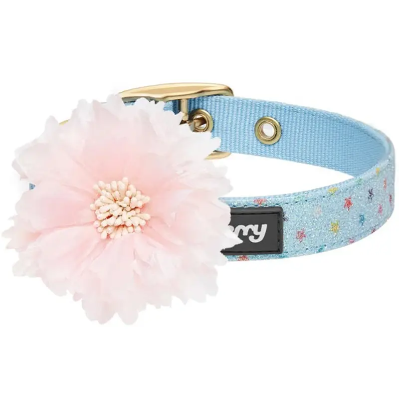 Light Blue Glitter Collar with Flower