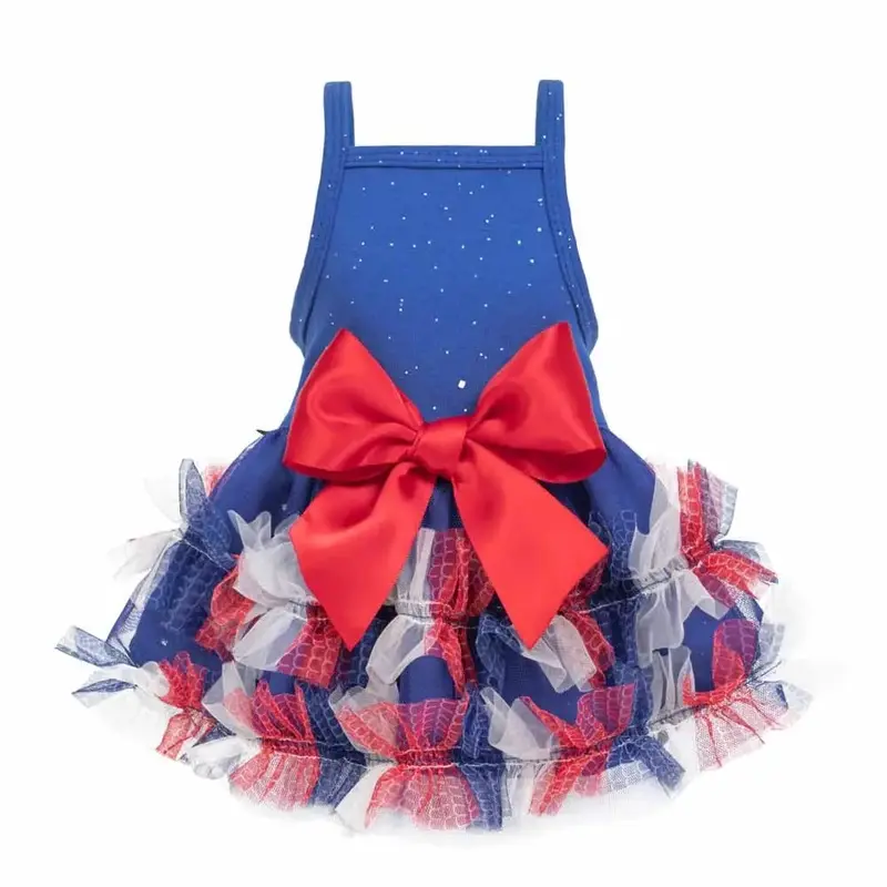Patriotic Sparkly Tiered Dog Tutu Dress