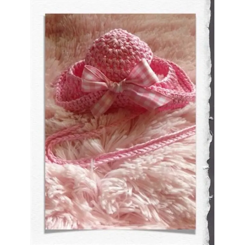 Couture Knit Hat- Pink Gingham Bonnet
