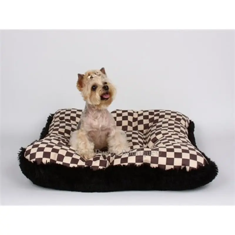 Susan Lanci Windsor Check Collection Bed- Square with Black Shag