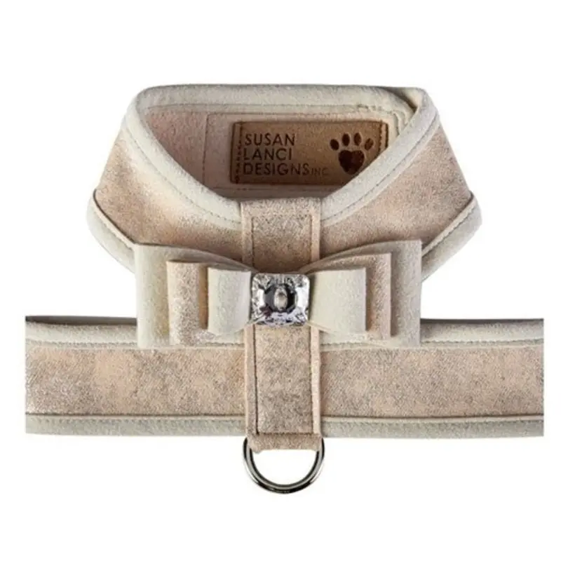Susan Lanci Champa Glitzerati Really Big Bow Tinkie Harness with Champagne Trim
