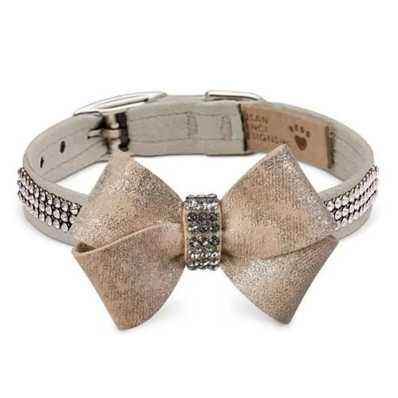 Susan Lanci Champagne Glitzerati Nouveau Bow 3 Row Giltmore Collar