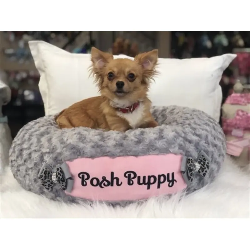 Susan Lanci Custom Bed in Platinum and Puppy Pink