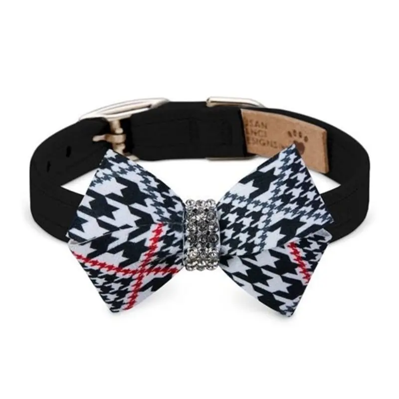 Susan Lanci Glen Houndstooth Nouveau Bow Collar in Classic