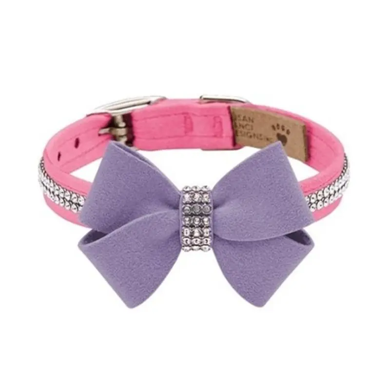 Susan Lanci Perfect Pink and Lavender Nouveau Bow 2 Row Giltmore Collar