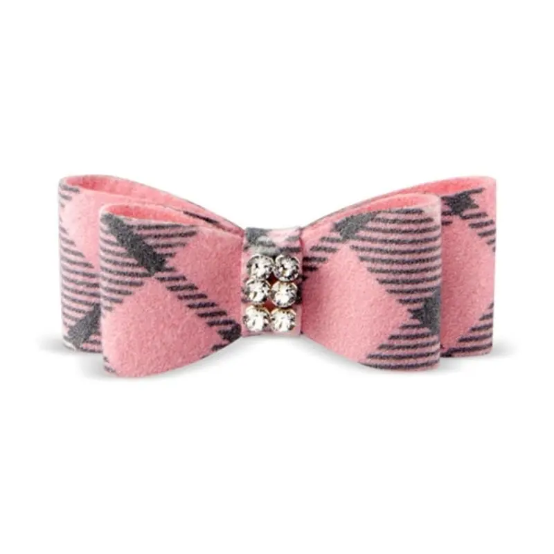 Susan Lanci Scotty Giltmore Hair Bow - Puppy Pink Plaid