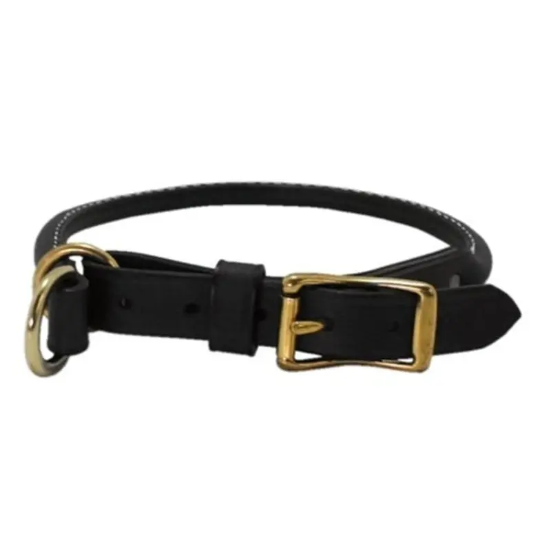 Rolled Leather Combination - Choke Collar - Black