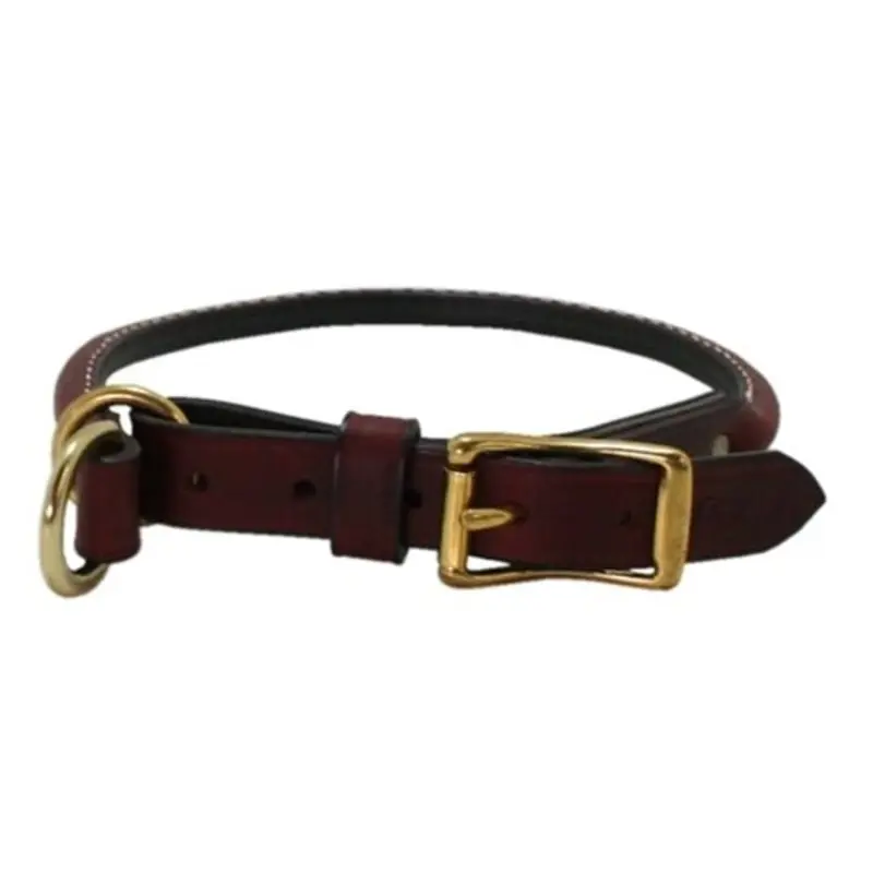 Rolled Leather Combination - Choke Collar - Burgundy