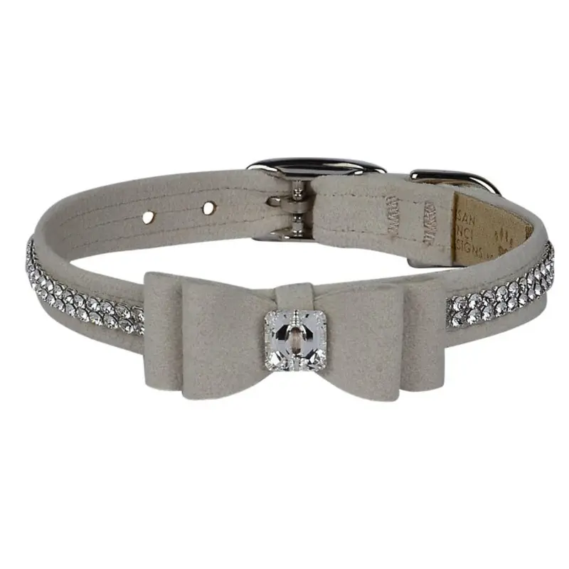 Susan Lanci 2 Rows Giltmore Crystals Big Bow 5/8" Collar in Many Colors