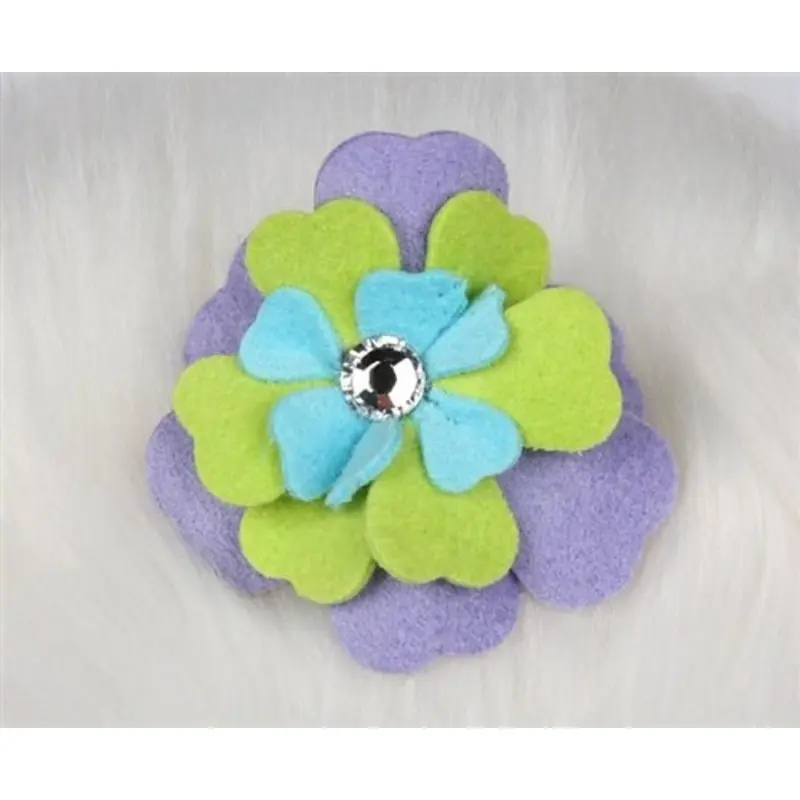 Susan Lanci Fantasy Flower Collection Hair Bow- French Lavender-Kiwi-Tiffi Blue