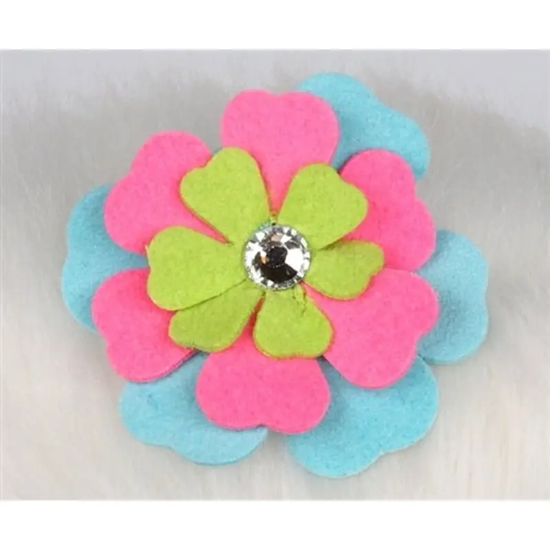 Susan Lanci Fantasy Flower Collection Hair Bow- Tiffi Blue-Perfect Pink-Kiwi