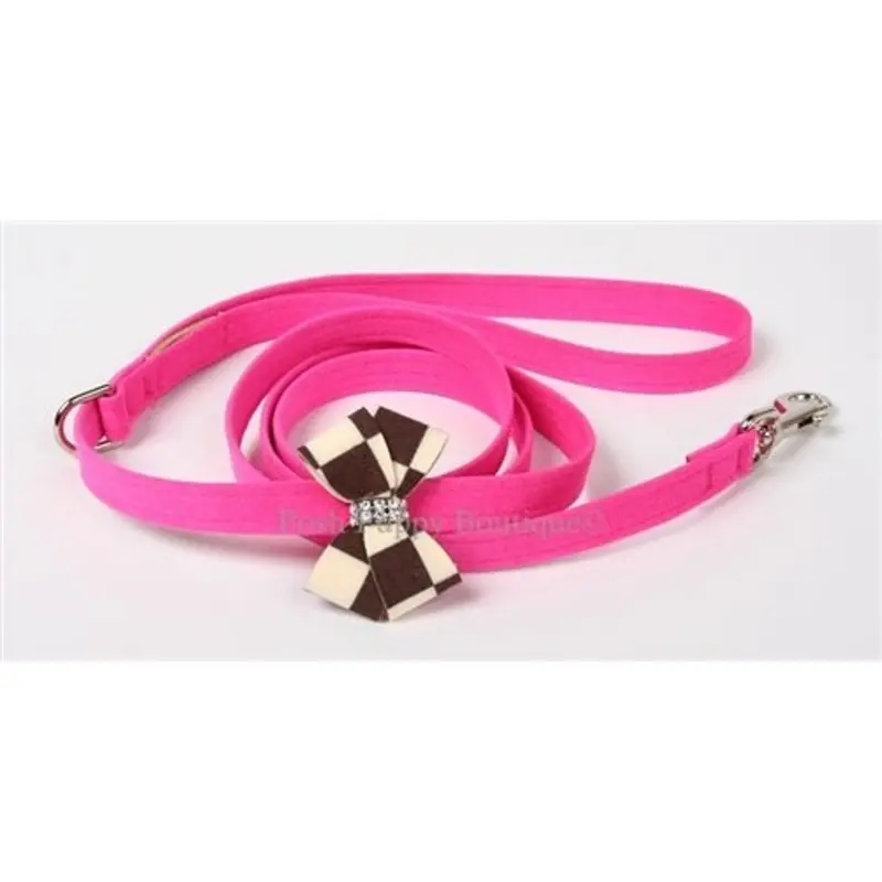 Susan Lanci Windsor Check Nouveau Bow Collection Leash- Many Colors