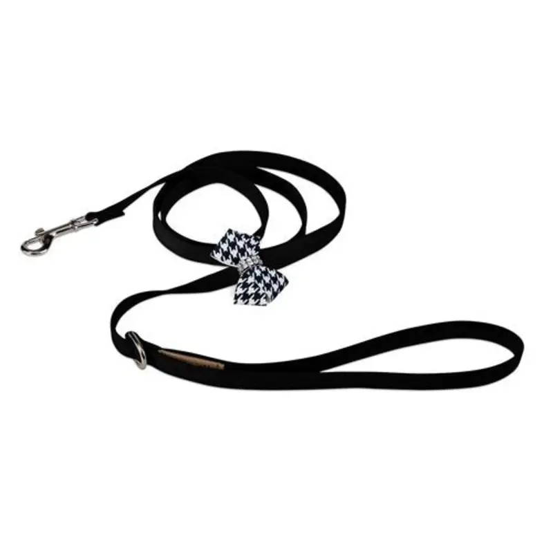 Susan Lanci Black and White Houndstooth Nouveau Bow Leash
