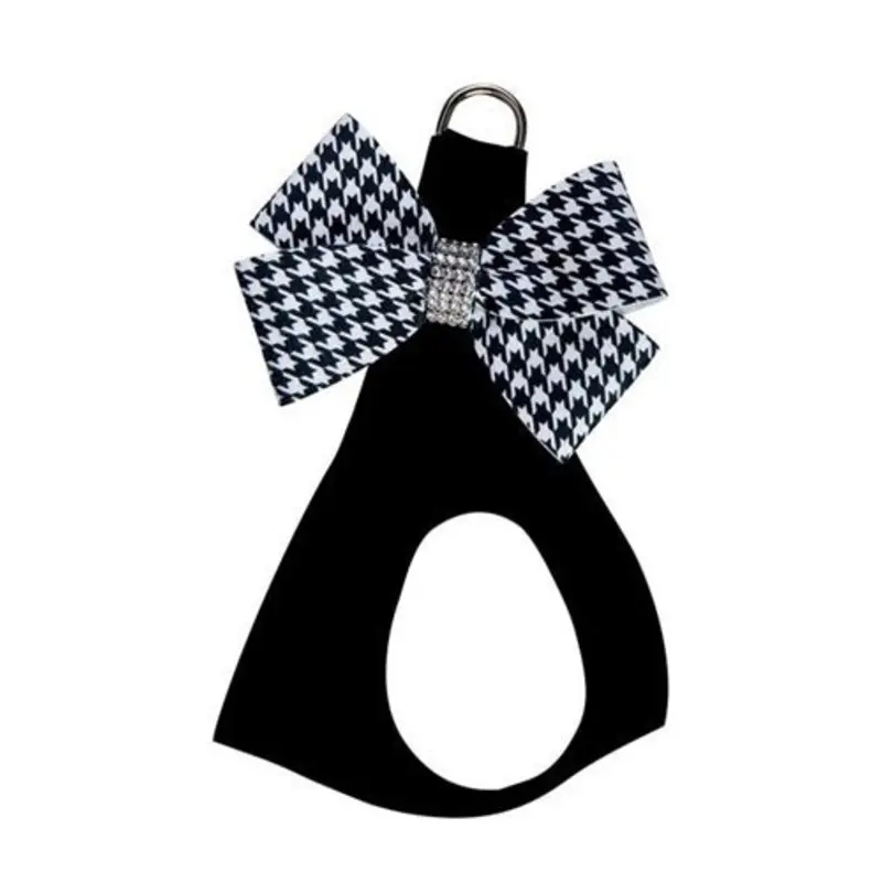 Susan Lanci Black and White Houndstooth Nouveau Bow Step In Harness