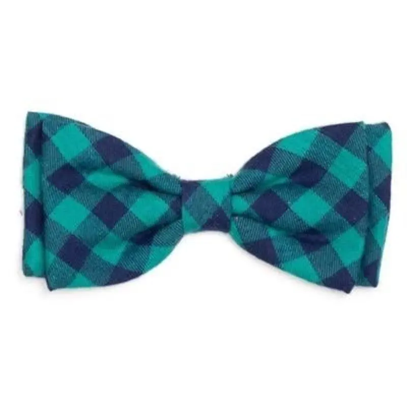 Buffalo Check Bow Tie - Green And Navy