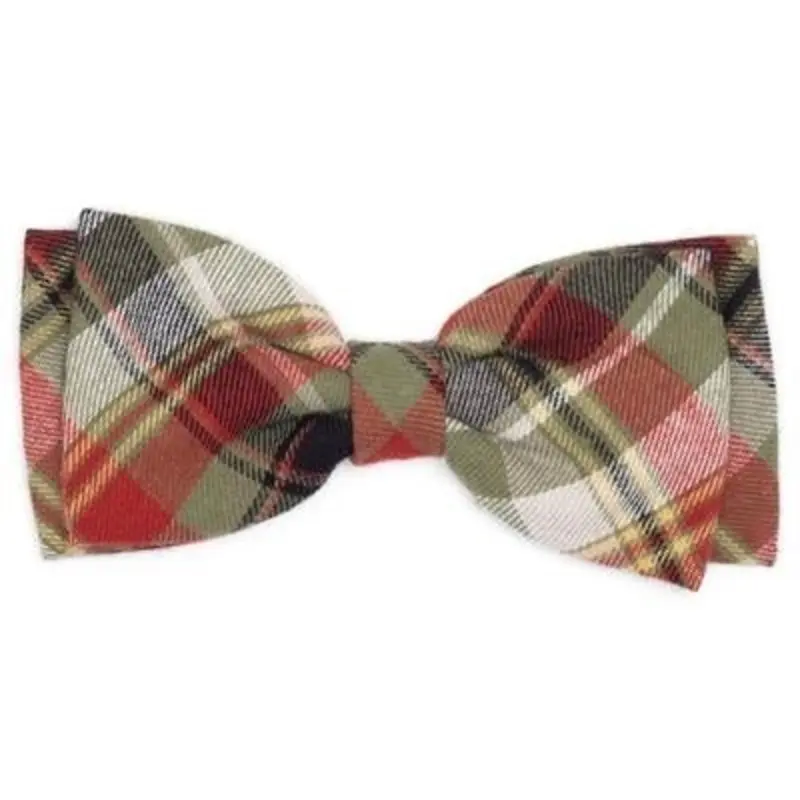Olive Multi Plaid Bow Tie