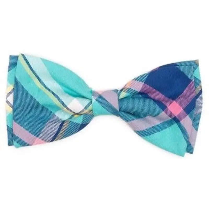Plaid Bow Tie - Aqua And Navy
