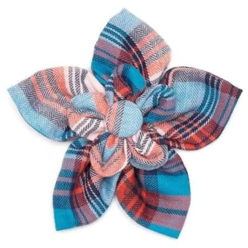 Plaid Flower Slider - Cornflower Blue And Red