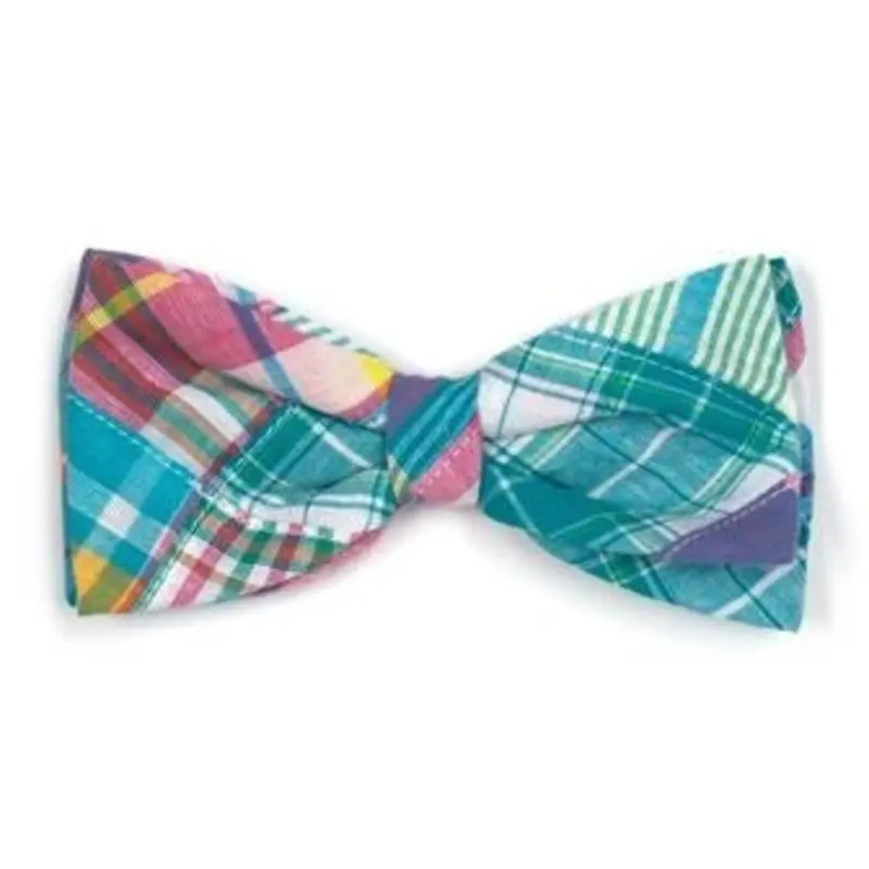 Turq Multi Patch Madras Bow Tie