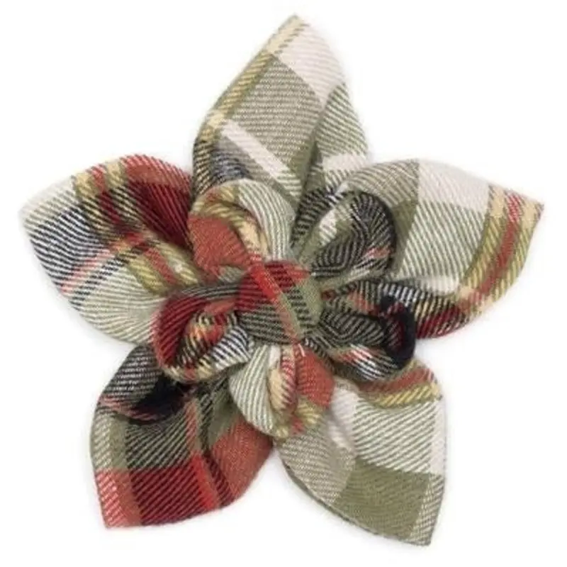 Olive Multi Plaid Flower Slider