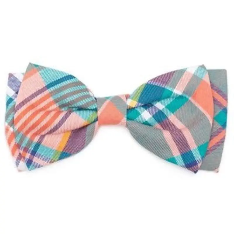 Peach Multi Plaid Bow Tie