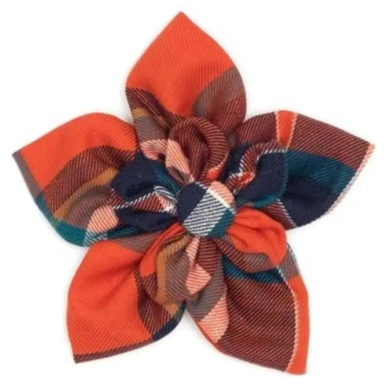 Plaid Flower Slider - Orange And Navy