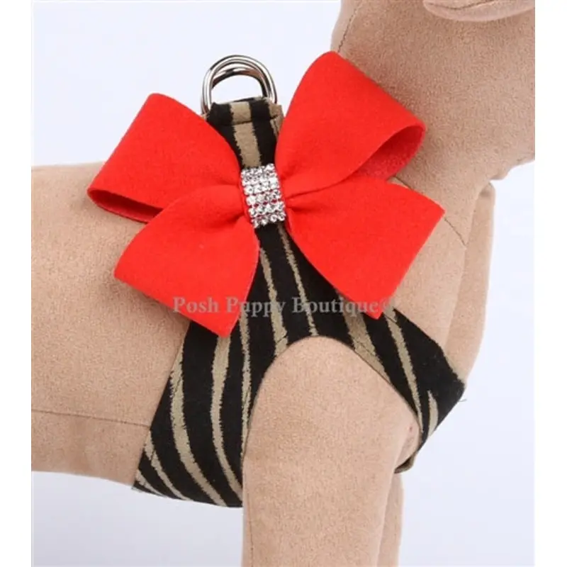 Susan Lanci Serengeti with Red Pepper Nouveau Bow Step-In Harnesses