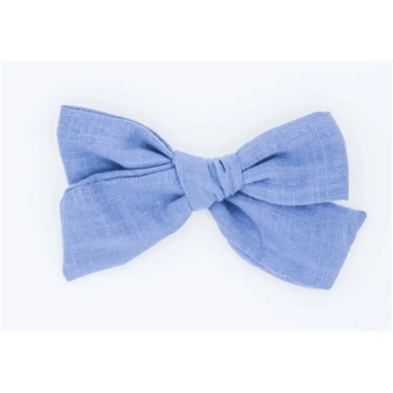 Classic Linen Hair Bow - Blue Ocean