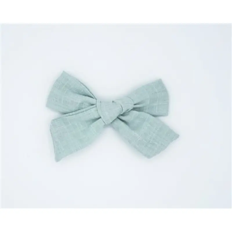 Classic Linen Hair Bow - Dark Mint