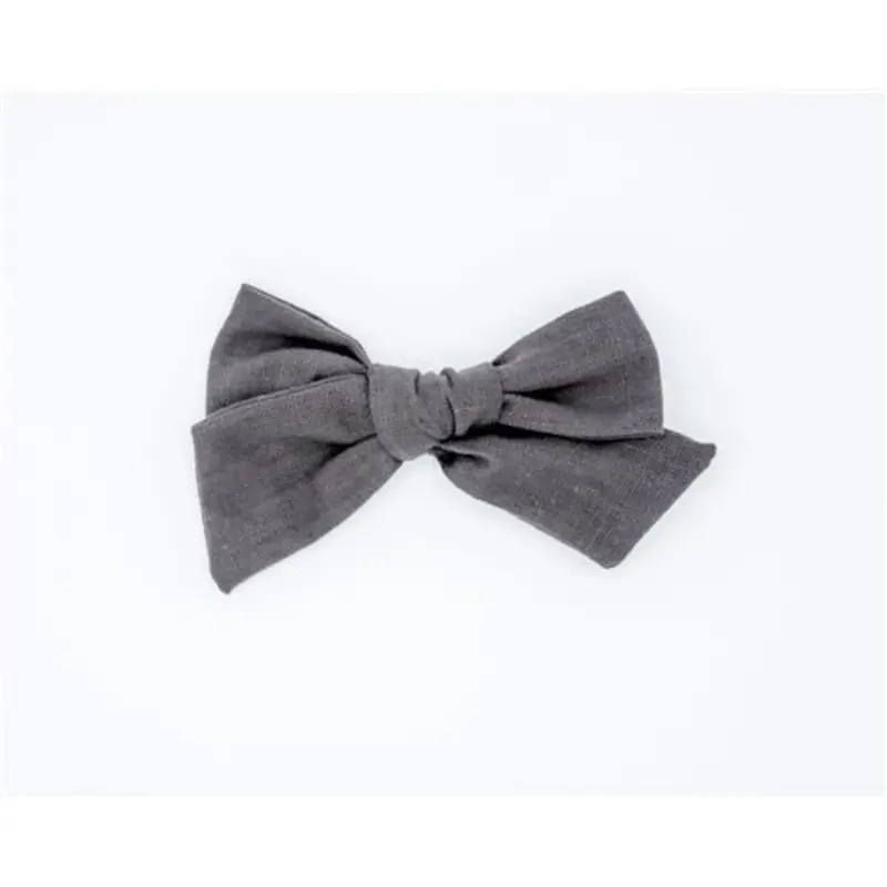 Classic Linen Hair Bow - Graphite