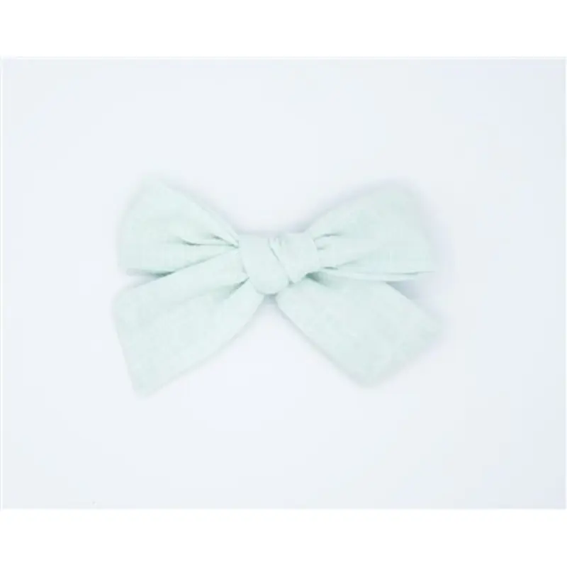Classic Linen Hair Bow - Light Mint