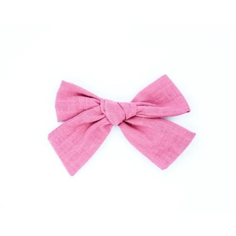 Classic Linen Hair Bow - Magenta