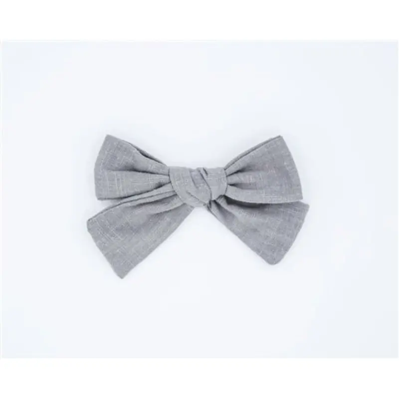 Classic Linen Hair Bow - Pewter