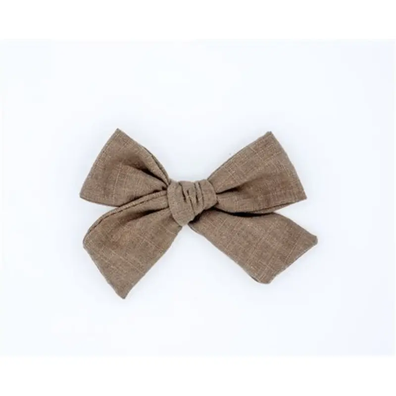 Classic Linen Hair Bow - Toffee